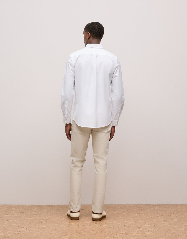 Trenery - Regular Fit Cotton Monogram Oxford Shirt in White
