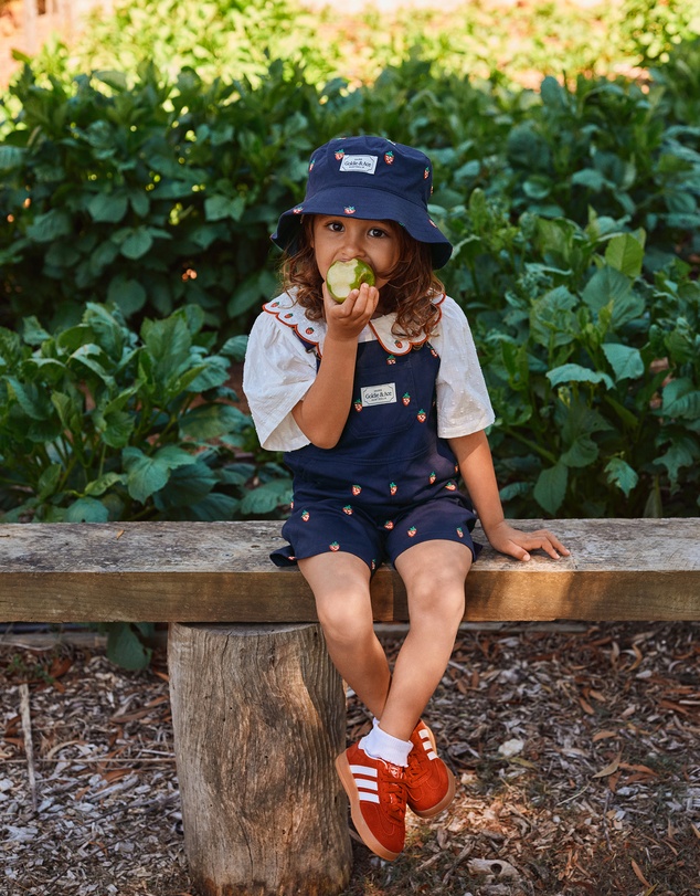 Goldie + Ace - Mini Strawberry Embroidered Burton Overalls - Babies-Kids