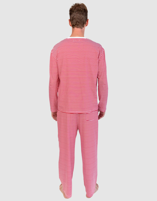 Sant And Abel - Men's Jersey Red Stripe Henley Top