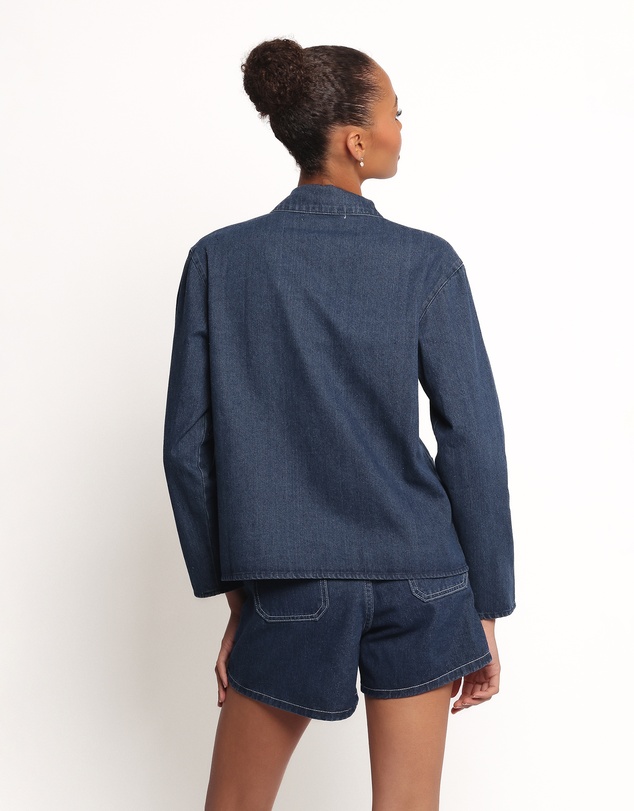 Petal & Pup - Avon Bow Front Denim Shacket - Denim