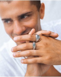 Haze & Glory - ICONIC EXCLUSIVE - Ring Signet Men Moss 925 Sterling Silver