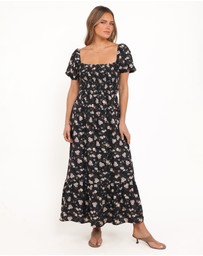 Petal & Pup - Cecelia Puff Sleeve Maxi Dress - Black Floral