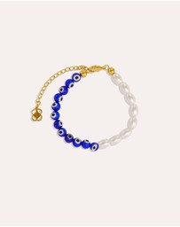 Ottoman Hands - Mila Evil Eye And Faux Pearl Beaded Bracelet