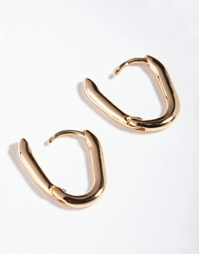 Lovisa - Gold Plated Sterling Silver Long Oval Huggie Earrings