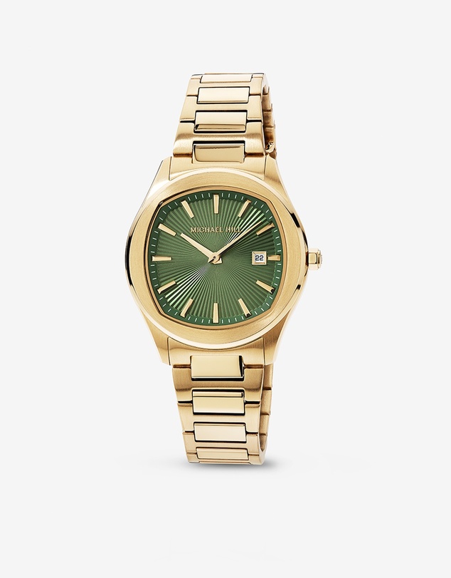 Michael Hill - Quartz Watch in Gold Tone with Sunray-Patterned Green Dial