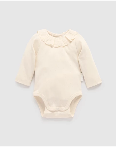 Purebaby - Ruffle Pointelle Bodysuit -Kids-Babies