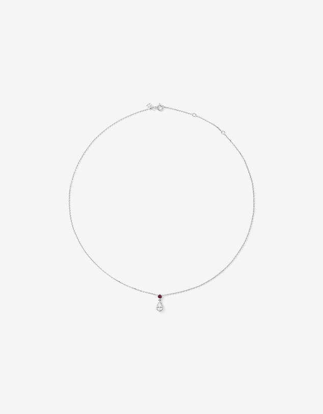 Michael Hill - 0.74 Carat TDW Pear Laboratory-Grown Diamond & Created Ruby Pendant and Earring Gift Set in Silver