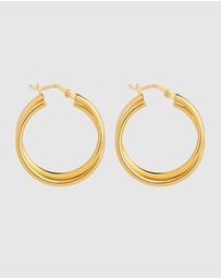 Najo - Duet Yellow Gold Hoop Earrings