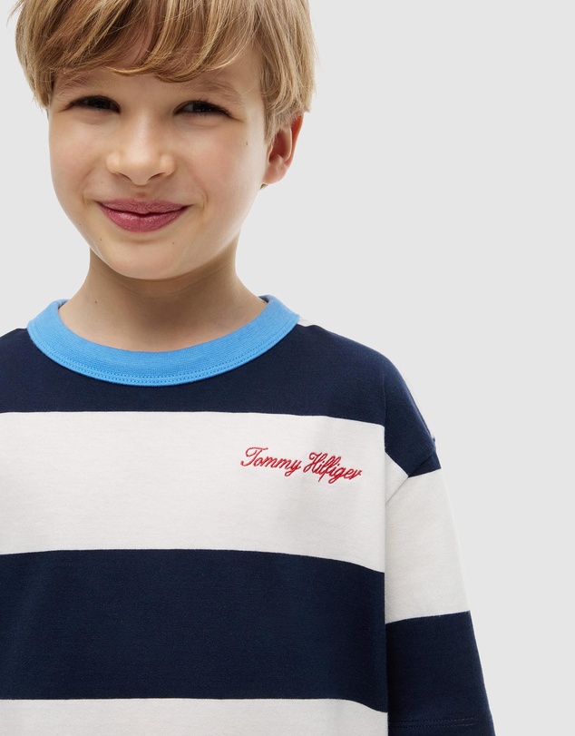 Tommy Hilfiger - Logo Embroidery Stripe Jersey T-Shirt - Teens