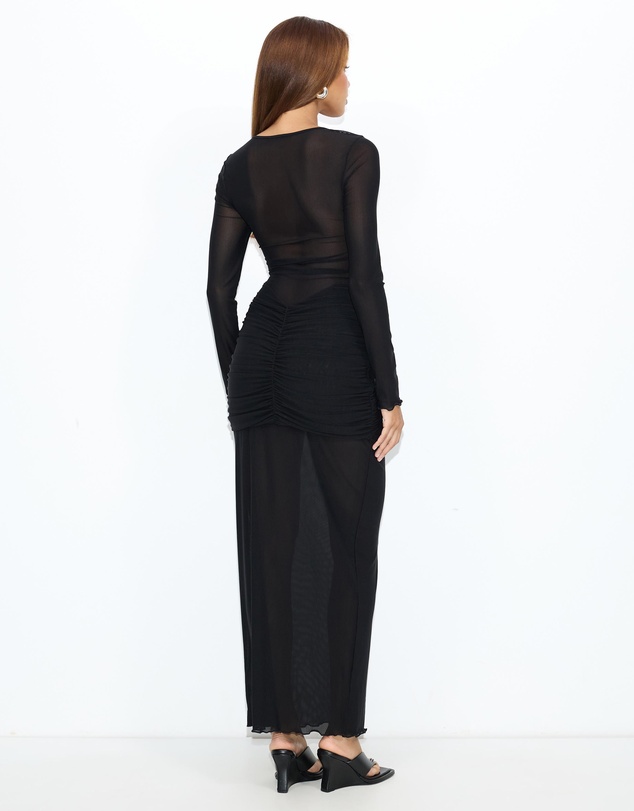 Dazie - Lucia Ruched Mesh Maxi Dress