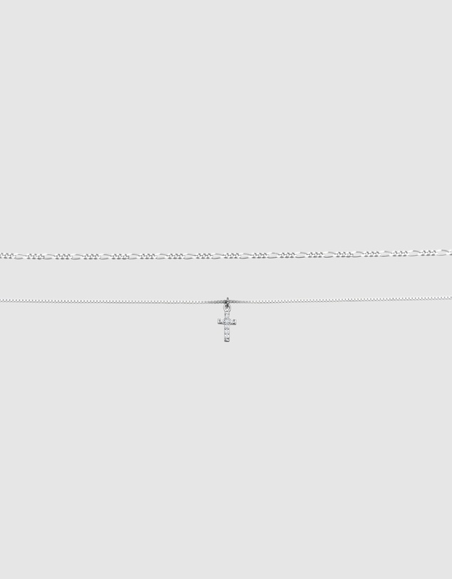 Elli Jewelry - Filigree Cross Zirconia Layer Necklace in 925 Silver
