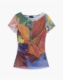 Desigual - Draped chiffon T-shirt