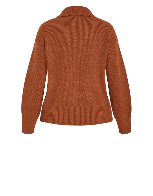City Chic - Plus size Star Alley Collared Jumper - copper
