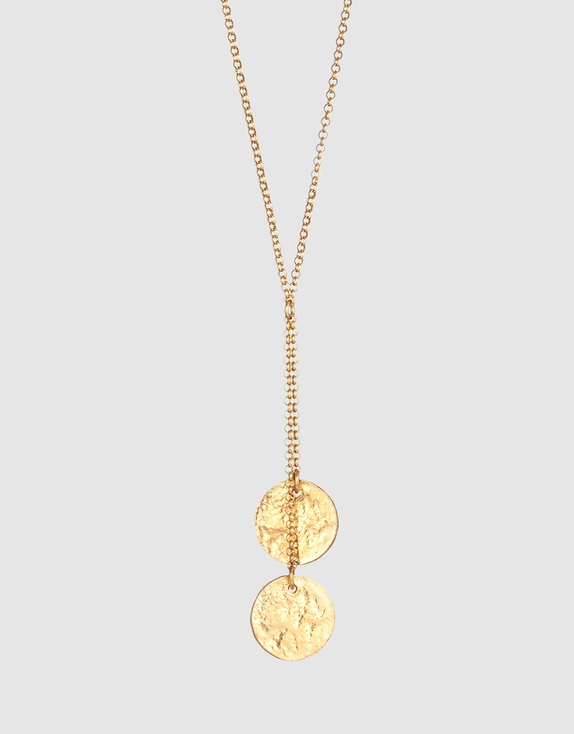Elli Jewelry - Hammered Coin Cascade Necklace in Gold-Plated 925 Silver