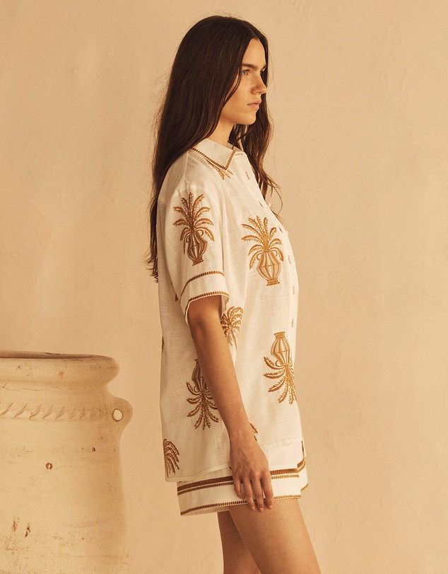AUR OCEA - Dalla Palma Embroidered Cuffed Short Sleeve Shirt