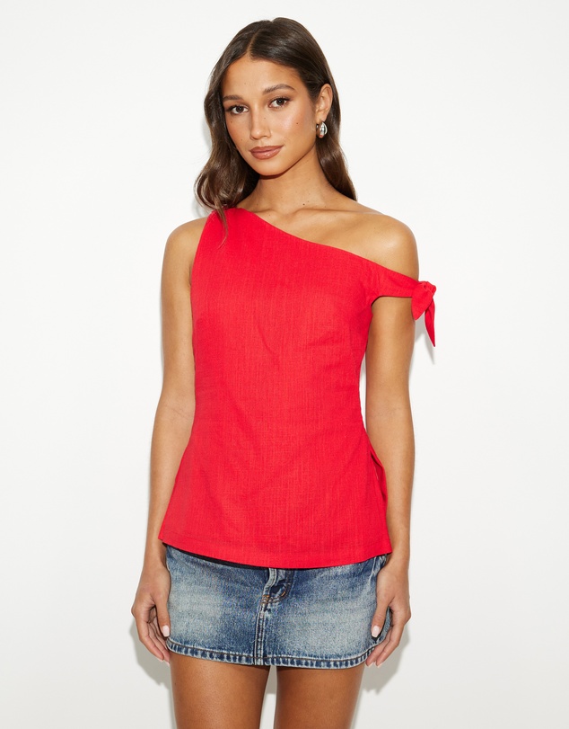 Dazie - Wednesday One Shoulder Linen Blend Top