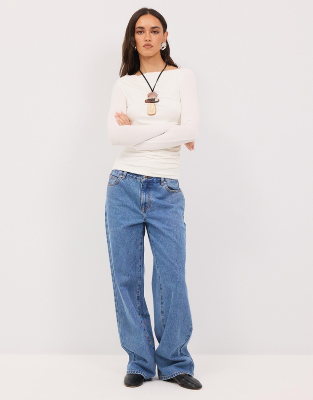 Calli - Mia Draped Long Sleeve Jersey Top
