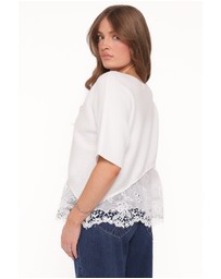 Petal & Pup - Chase Lace Hem Ribbed Top - Ivory
