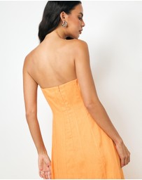 AERE - Blake Strapless Panelled Midi Dress