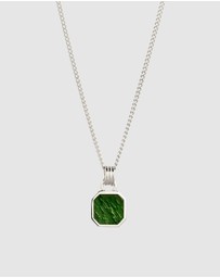Kuzzoi - ICONIC EXCLUSIVE - Necklace Male Geometric Green Enamel 925 Sterling Silver