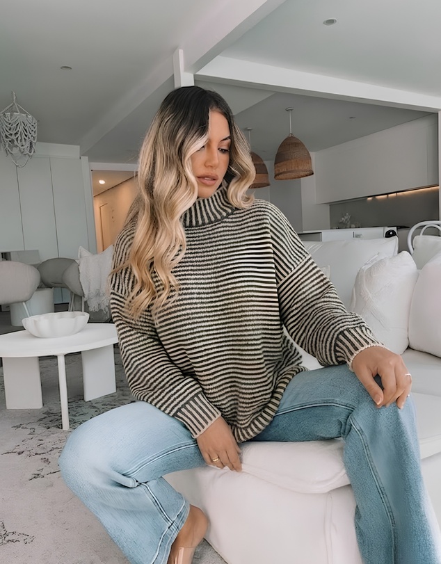 Esther & Co - Naizelle Knit - Latte Stripe