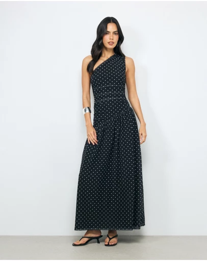AERE - Hazel One Shoulder Mesh Dress
