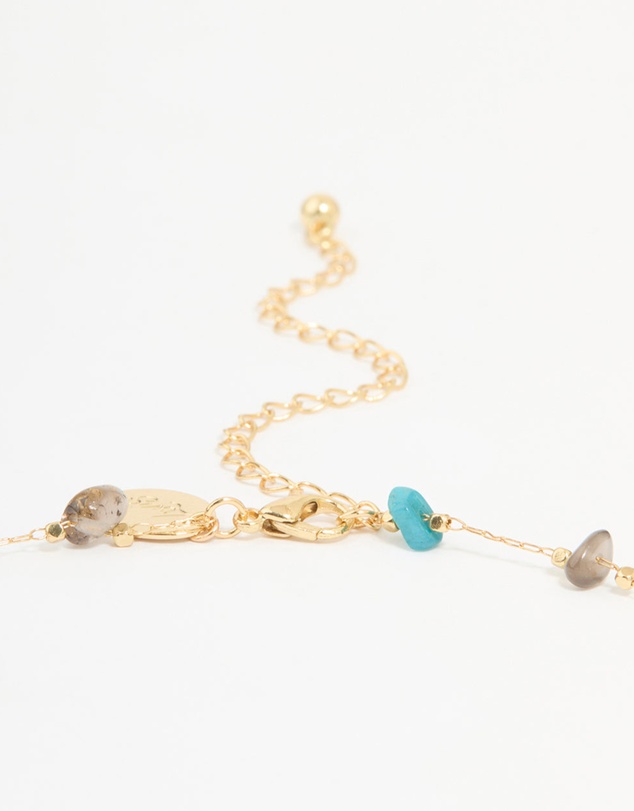 Lovisa - Gold Plated Semi Precious Stones Station Necklace