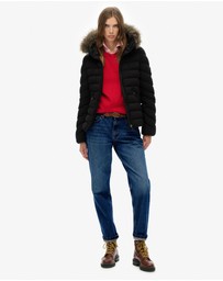 Superdry - Fuji Faux Fur Slim Fit Hood Padded Jacket