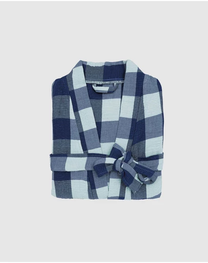 Bambury - Willow Gingham Check Short Cotton Robe