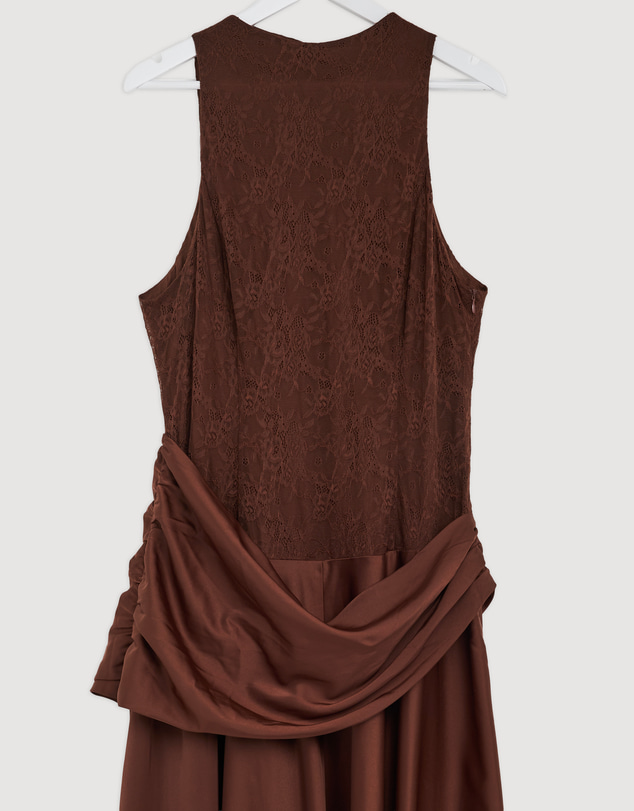 Revibe - Repaired CHANCERY Layla High Neck Lace Panelled Maxi Dress - AU 18