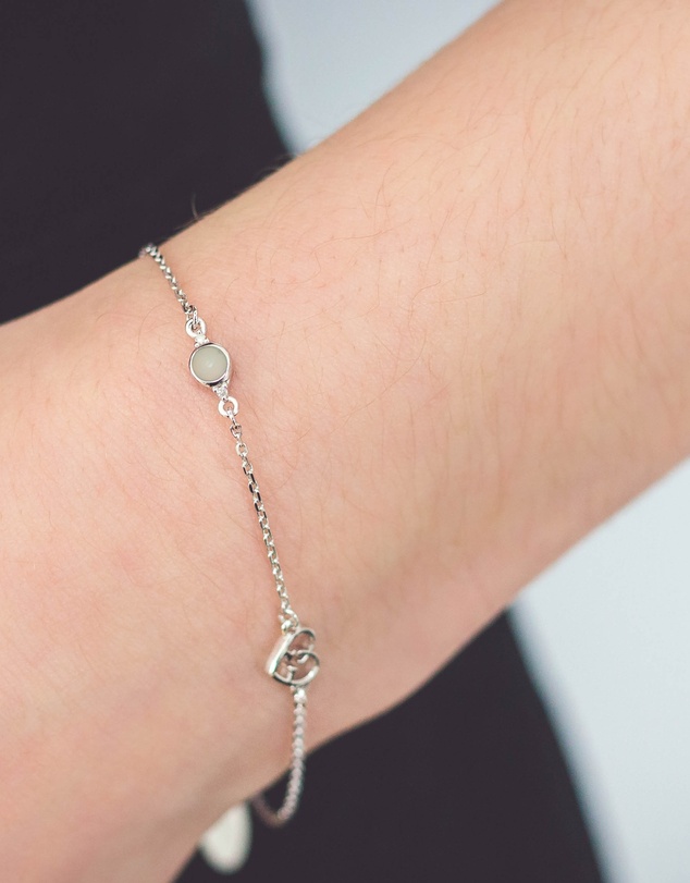 Georgini - Natural Opal And Two Natural Diamond October Silver Bracelet