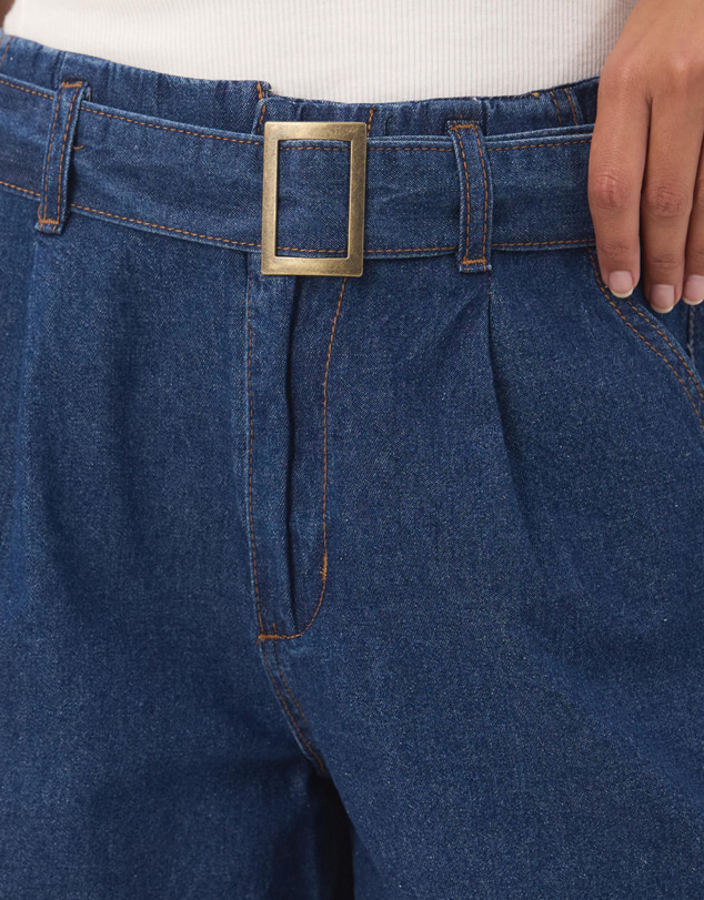 Atmos&Here - Paige Chambray Denim Belt Detail Shorts