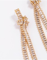 Lovisa - Gold Plated Cubic Zirconia Baguette Knotted Drop Earrings