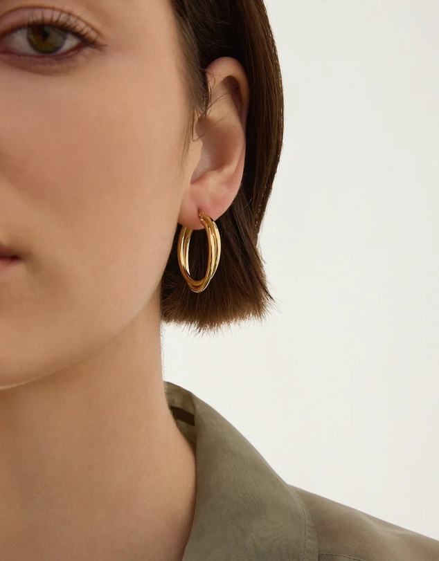 Najo - Duet Yellow Gold Hoop Earrings