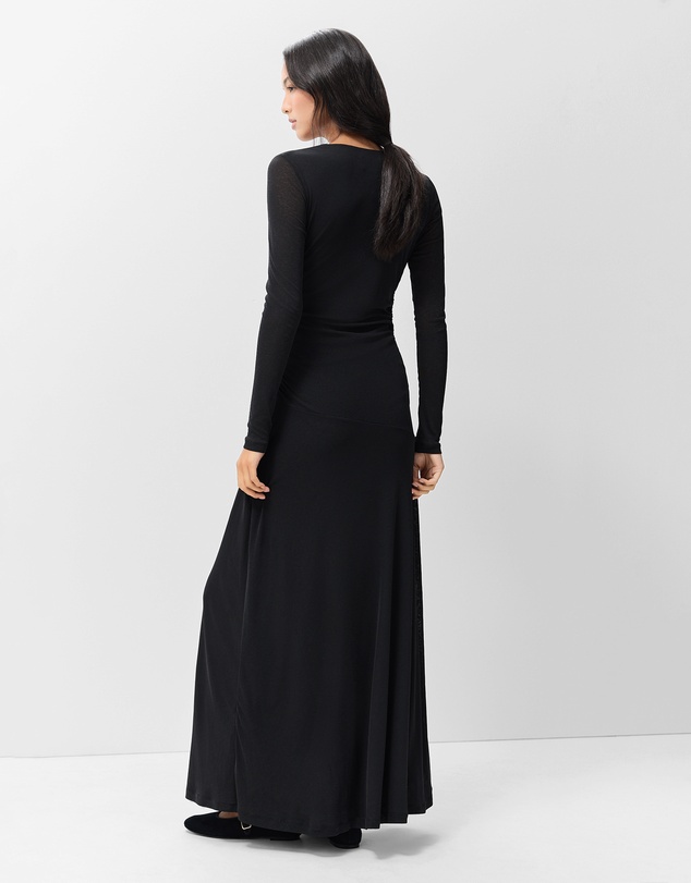 UNISON - Ruched Mesh Long Sleeve Dress