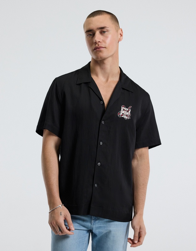 Calibre - Snake Embroidered Short Sleeve Shirt Black