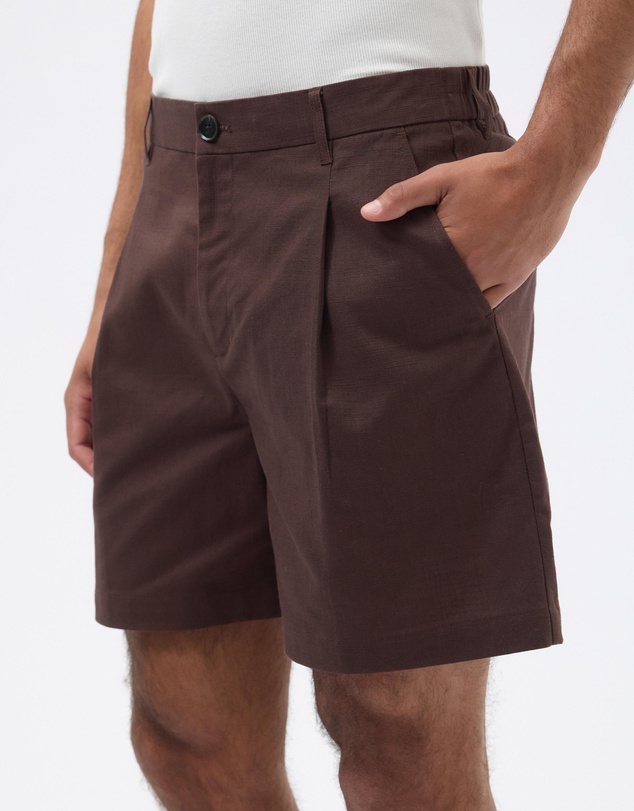 AERE - Leon Pleated Linen Blend Shorts