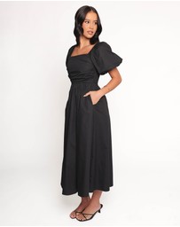 Petal & Pup - Clo Puff Sleeve Midi Dress - Black