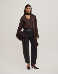 Witchery - Long Sleeve V-neck Scarf Top