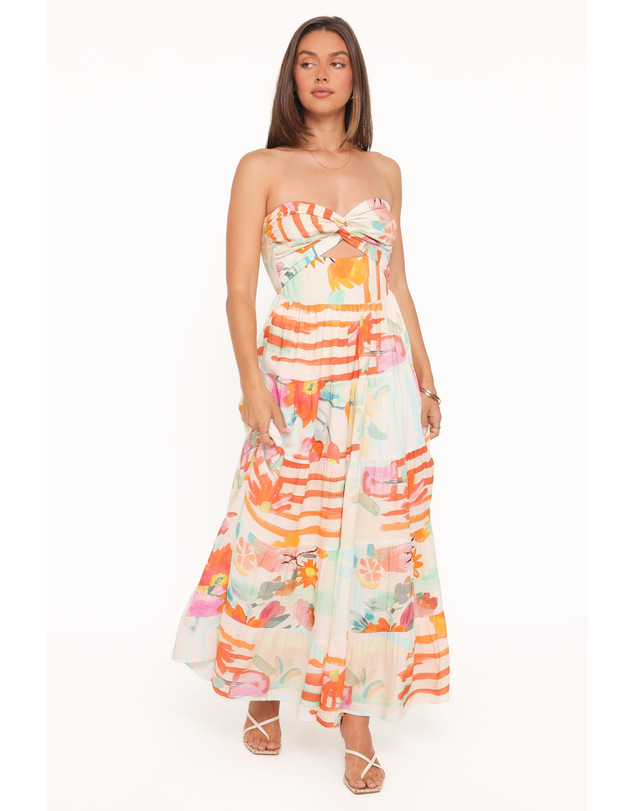 Petal & Pup - Sitara Strapless Midi Dress - Blue Alfresco Floral