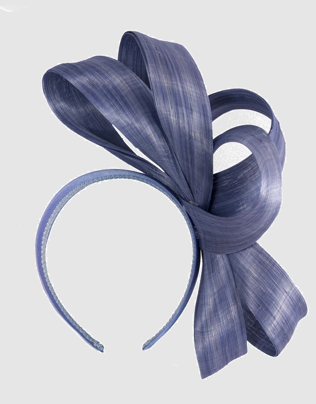 Fillies Collection - Denim Blue Silk Abaca Loops Racing Fascinator
