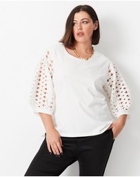 17 Sundays - Cutwork Lace Sleeve Top