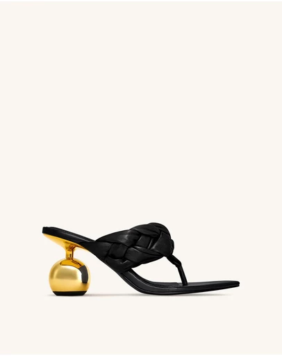 JW PEI - Ellie Braided Orb Heel Thong Mule Heels