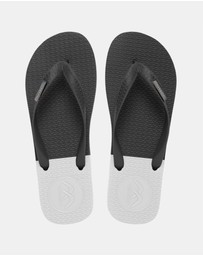Boomerangz Footwear - Men's Black/Grey/White Thongs with arch support and 2 x interchangeable straps