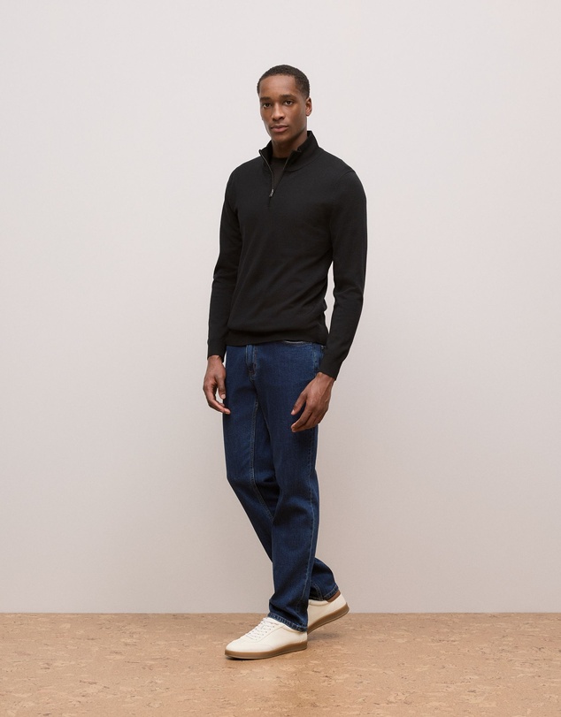Trenery - Merino Half Zip in Black
