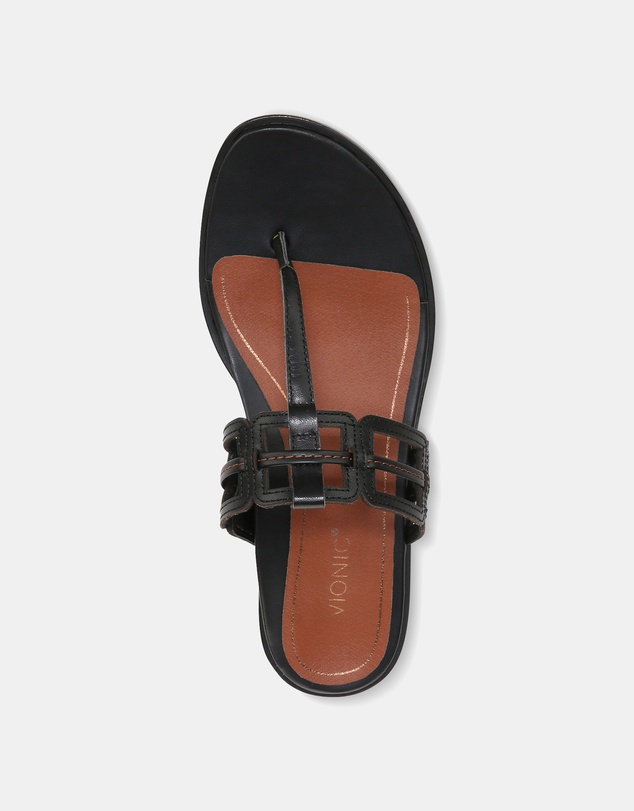 Vionic - Alvana Toe Post Sandal - Black Leather
