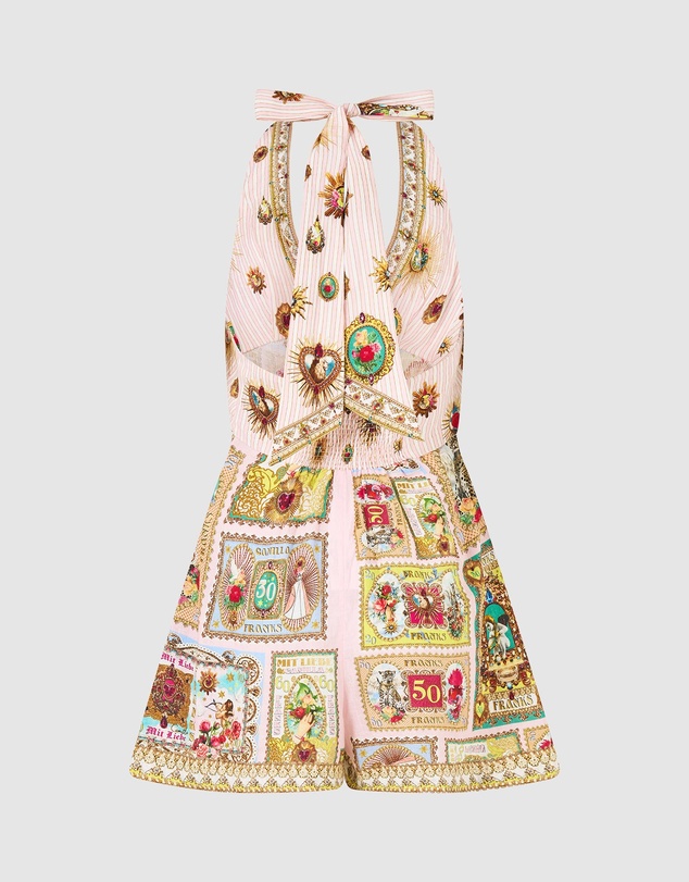 Camilla - Button Front Halter Playsuit