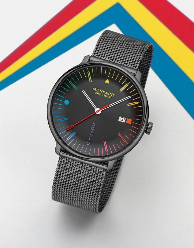 Mondaine - Mondaine Doppio Bauhaus Black Stainless Steel 41mm Watch