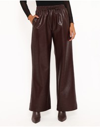 Petal & Pup - Saffron Vegan Leather Wide Leg Pant - Burgundy