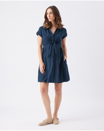Ripe Maternity - Colette Tie Up Linen Dress
